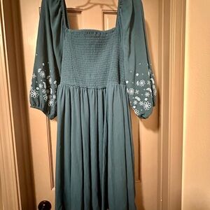 Torrid Teal Smocked Dress 0X